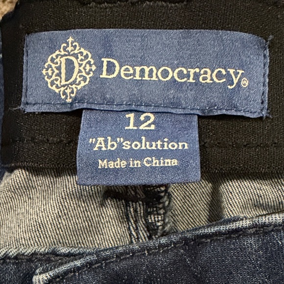 Democracy “Ab”solution Jeans – Size 12 – Dark Wash Distressed Straight Leg - Picture 3 of 4